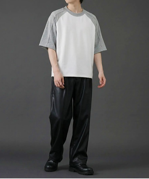 revertical(リバーティカル)の「バイカラー ラグランスリーブ クルーネックTシャツ/配色切替 半袖カットソー(Tシャツ/カットソー・メンズ・グレー/ブラック/ブラウン・MEDIUM/LARGE)」の12枚目の写真