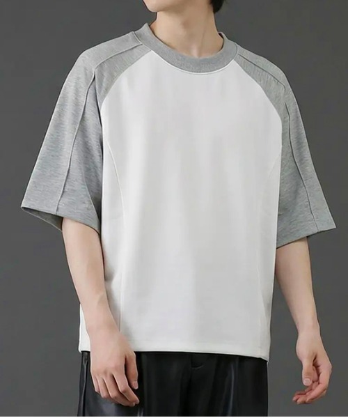 revertical(リバーティカル)の「バイカラー ラグランスリーブ クルーネックTシャツ/配色切替 半袖カットソー(Tシャツ/カットソー・メンズ・グレー/ブラック/ブラウン・MEDIUM/LARGE)」の9枚目の写真