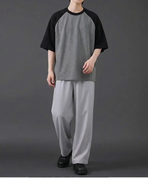 revertical(リバーティカル)の「バイカラー ラグランスリーブ クルーネックTシャツ/配色切替 半袖カットソー(Tシャツ/カットソー・メンズ・グレー/ブラック/ブラウン・MEDIUM/LARGE)」の6枚目の写真