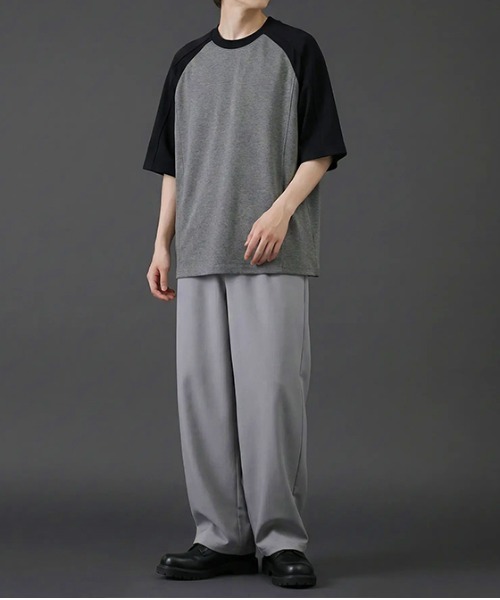 revertical(リバーティカル)の「バイカラー ラグランスリーブ クルーネックTシャツ/配色切替 半袖カットソー(Tシャツ/カットソー・メンズ・グレー/ブラック/ブラウン・MEDIUM/LARGE)」の7枚目の写真