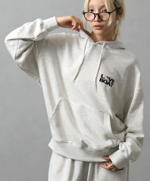 LOVE BOAT(ラブ・ボート)の「【HELLO KITTY/ハローキティ】×【LOVE BOAT/ラブボート】スウェットパーカー(パーカー・レディース・杢グレー/ブラック・M/S)」の2枚目の写真