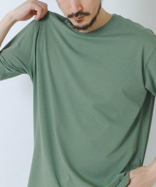 ITEMS URBANRESEARCH(アイテムズ アーバンリサーチ)の「接触冷感シルキータッチTシャツ(Tシャツ/カットソー・メンズ・ライトカーキ/ホワイト/ブルー系その他/ネイビー・LARGE/X-LARGE/MEDIUM)」の2枚目の写真
