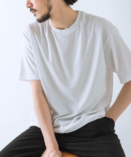 ITEMS URBANRESEARCH(アイテムズ アーバンリサーチ)の「接触冷感シルキータッチTシャツ(Tシャツ/カットソー・メンズ・ライトカーキ/ホワイト/ブルー系その他/ネイビー・LARGE/X-LARGE/MEDIUM)」の1枚目の写真