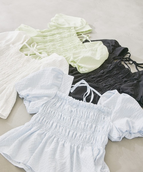 P.V.T（ピーブイティー）の「バックリボンシャーリングPO（その他トップス・レディース・LT.Blue/グリーン/White/Black・F）」の5枚目の写真