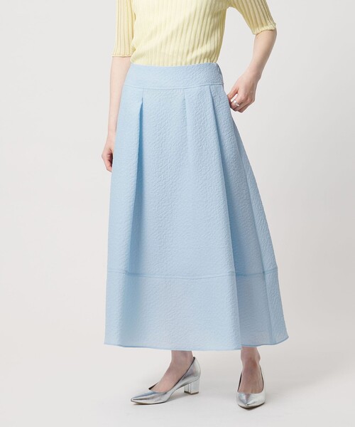 UNITED ARROWS（ユナイテッドアローズ）の「オーガンジー ジャガード フレアスカート ‐ウォッシャブル‐（スカート・レディース・オフホワイト/ライトブルー/ネイビー・38/36）」の3枚目の写真