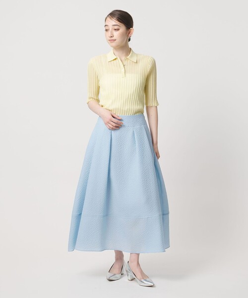 UNITED ARROWS（ユナイテッドアローズ）の「オーガンジー ジャガード フレアスカート ‐ウォッシャブル‐（スカート・レディース・オフホワイト/ライトブルー/ネイビー・38/36）」の8枚目の写真