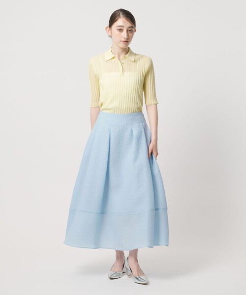UNITED ARROWS（ユナイテッドアローズ）の「オーガンジー ジャガード フレアスカート ‐ウォッシャブル‐（スカート・レディース・オフホワイト/ライトブルー/ネイビー・38/36）」の9枚目の写真