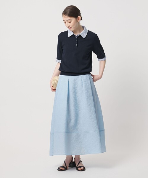 UNITED ARROWS（ユナイテッドアローズ）の「オーガンジー ジャガード フレアスカート ‐ウォッシャブル‐（スカート・レディース・オフホワイト/ライトブルー/ネイビー・38/36）」の10枚目の写真