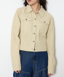SEERSUCKER ARM FRILL TOPS シアーサッカーアームフリルトップス 春服