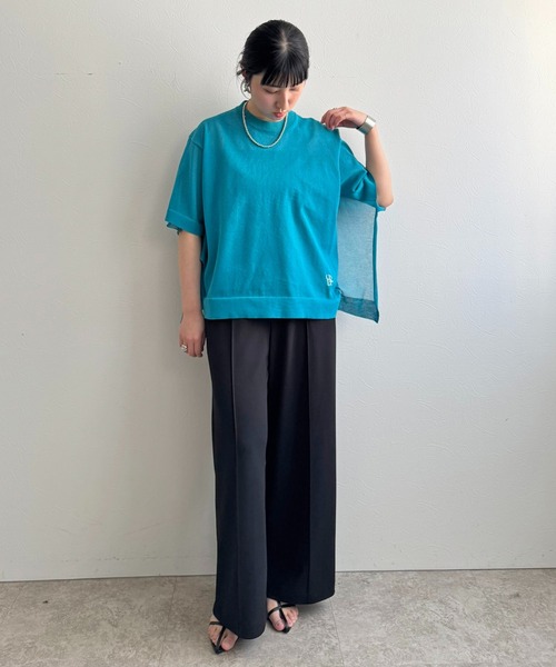 LHELBIE(レルビエ)の「ビッグシアーニットトップス(Tシャツ/カットソー・レディース・ベージュ/ターコイズブルー/ブラック・M)」の17枚目の写真