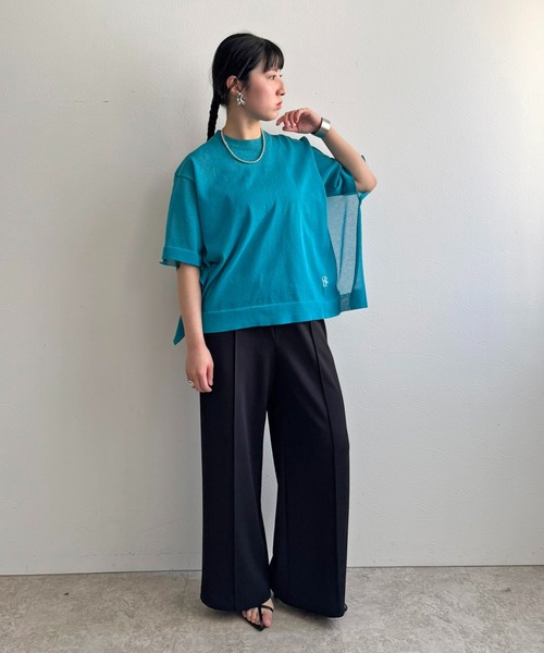 LHELBIE(レルビエ)の「ビッグシアーニットトップス(Tシャツ/カットソー・レディース・ベージュ/ターコイズブルー/ブラック・M)」の19枚目の写真