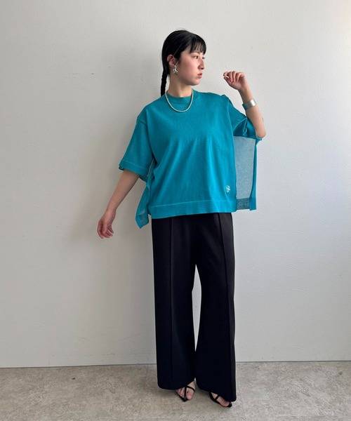 LHELBIE(レルビエ)の「ビッグシアーニットトップス(Tシャツ/カットソー・レディース・ベージュ/ターコイズブルー/ブラック・M)」の8枚目の写真