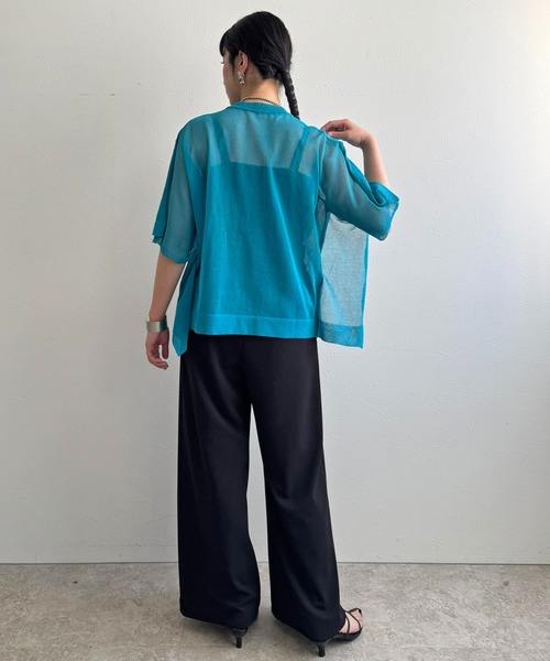 LHELBIE(レルビエ)の「ビッグシアーニットトップス(Tシャツ/カットソー・レディース・ベージュ/ターコイズブルー/ブラック・M)」の18枚目の写真