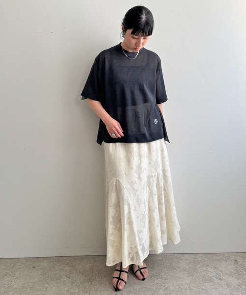 LHELBIE(レルビエ)の「ビッグシアーニットトップス(Tシャツ/カットソー・レディース・ベージュ/ターコイズブルー/ブラック・M)」の20枚目の写真