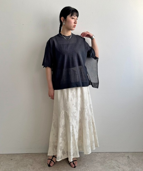 LHELBIE(レルビエ)の「ビッグシアーニットトップス(Tシャツ/カットソー・レディース・ベージュ/ターコイズブルー/ブラック・M)」の22枚目の写真