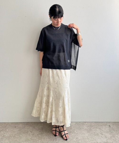 LHELBIE(レルビエ)の「ビッグシアーニットトップス(Tシャツ/カットソー・レディース・ベージュ/ターコイズブルー/ブラック・M)」の11枚目の写真