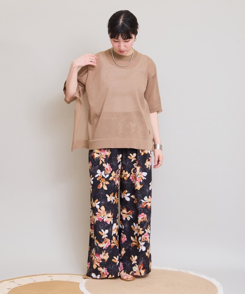 LHELBIE(レルビエ)の「ビッグシアーニットトップス(Tシャツ/カットソー・レディース・ベージュ/ターコイズブルー/ブラック・M)」の13枚目の写真