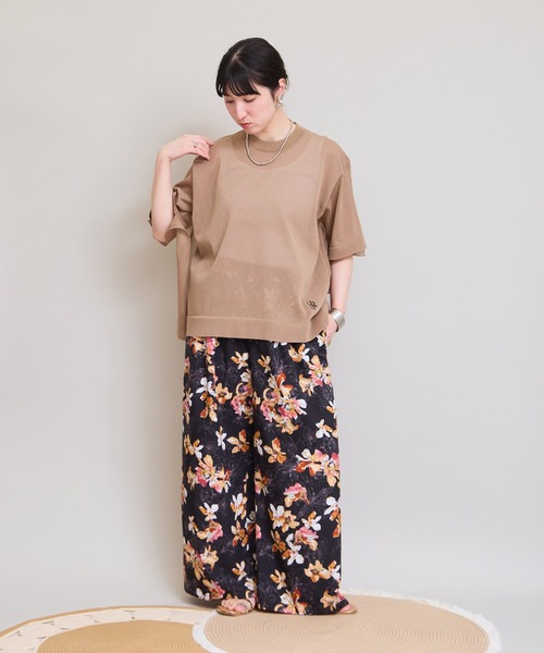 LHELBIE(レルビエ)の「ビッグシアーニットトップス(Tシャツ/カットソー・レディース・ベージュ/ターコイズブルー/ブラック・M)」の16枚目の写真