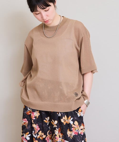 LHELBIE(レルビエ)の「ビッグシアーニットトップス(Tシャツ/カットソー・レディース・ベージュ/ターコイズブルー/ブラック・M)」の4枚目の写真