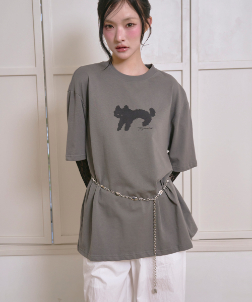 THE GREEN LAB（ザグリーンラボ）の「レース袖レイヤードキャットTシャツ[チャコールグレー]（Tシャツ/カットソー・レディース・その他・FREE）」の18枚目の写真