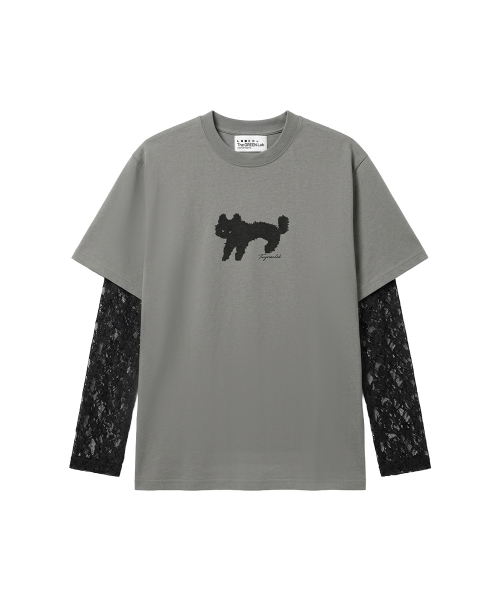 THE GREEN LAB（ザグリーンラボ）の「レース袖レイヤードキャットTシャツ[チャコールグレー]（Tシャツ/カットソー・レディース・その他・FREE）」の22枚目の写真
