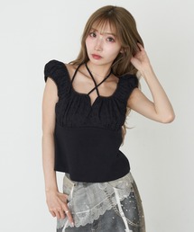 RAY CASSIN（レイカズン）の「【チェック / レース】レース切替ホルターTシャツ（Tシャツ/カットソー）」