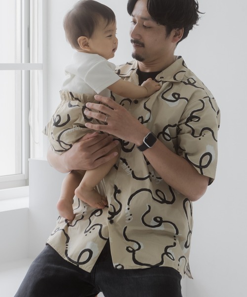 MAKE YOUR DAY(メイクユアデイ)の「うにょうにょ総柄半袖シャツ(シャツ/ブラウス・メンズ・ベージュ/チャコールグレー・L/M)」の8枚目の写真