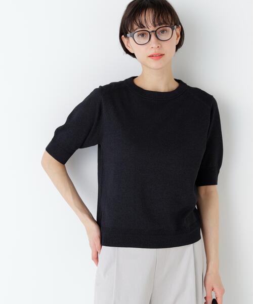 human woman（ヒューマンウーマン）の「【ウォッシャブル / Good Price】ペーパーヤーンニットＴ（ニット/セーター・レディース・ライトグリーン/レッド/ブラック系その他/グレー・MEDIUM）」の2枚目の写真