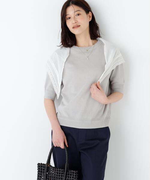 human woman（ヒューマンウーマン）の「【ウォッシャブル / Good Price】ペーパーヤーンニットＴ（ニット/セーター・レディース・ライトグリーン/レッド/ブラック系その他/グレー・MEDIUM）」の17枚目の写真