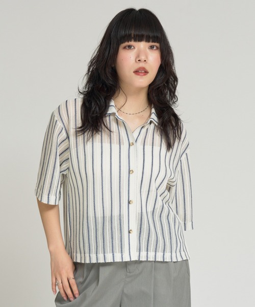 RU.TI.LE（ルチル）の「【RU.TI.LE】クロシェシャツ（シャツ/ブラウス・レディース・アイボリー/ブラック・MEDIUM）」の19枚目の写真