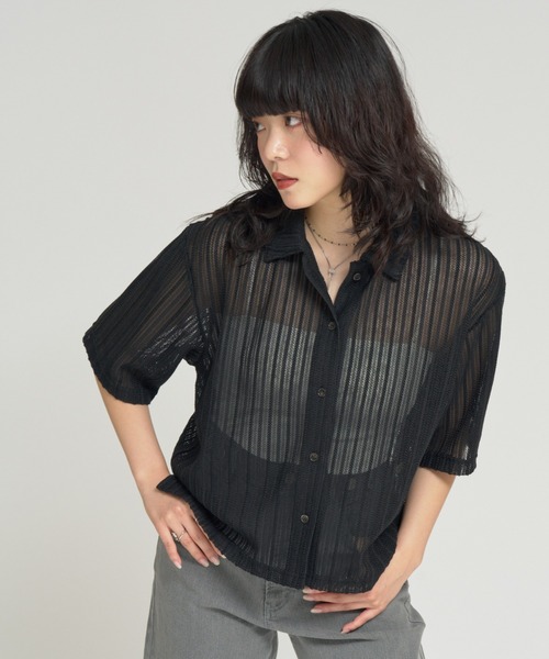 RU.TI.LE（ルチル）の「【RU.TI.LE】クロシェシャツ（シャツ/ブラウス・レディース・アイボリー/ブラック・MEDIUM）」の9枚目の写真