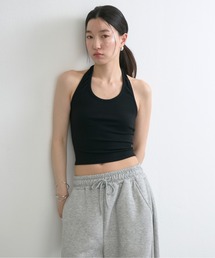 Rib Halter Sleeveless Top / リブホルタースリーブレストップ