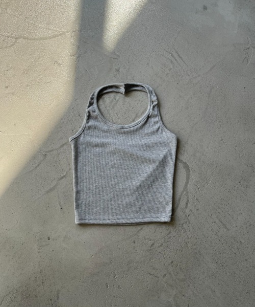 NUJOH(ヌゾ)の「Rib Halter Sleeveless Top / リブホルタースリーブレストップ(タンクトップ・レディース・グレー/アイボリー/ブラック・FREE)」の8枚目の写真