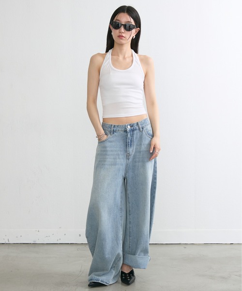 NUJOH(ヌゾ)の「Rib Halter Sleeveless Top / リブホルタースリーブレストップ(タンクトップ・レディース・グレー/アイボリー/ブラック・FREE)」の14枚目の写真