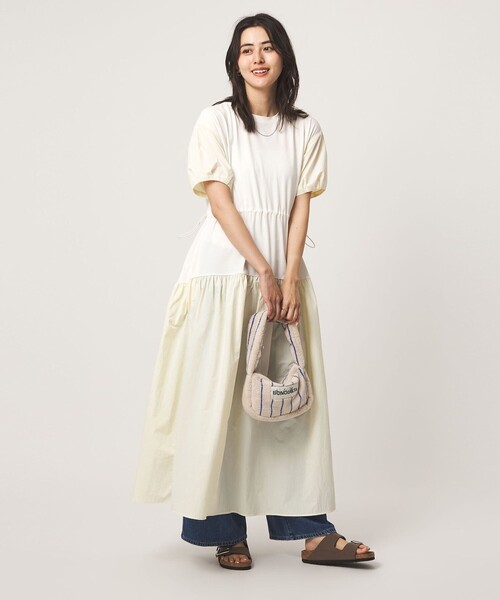 JUN&ROPE タフタフリースコンビDOWNワンピース セール】タフタ ドッキング ワンピース（ワンピース）｜green label