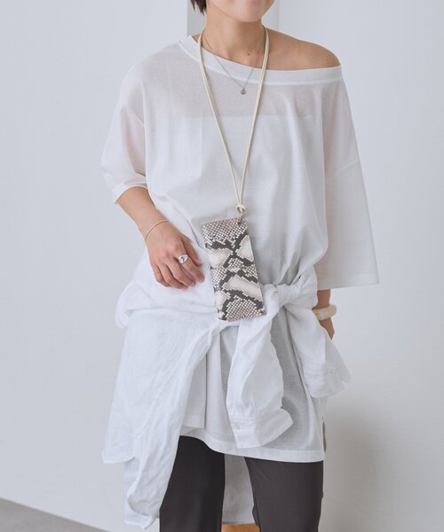 RIVE DROITE(リヴドロワ)の「予約【A・MONN】【吸水速乾/接触冷感】オープンネックチュニックTee(Tシャツ/カットソー・レディース・ホワイト/ブラック・FREE)」の21枚目の写真