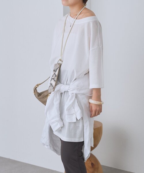 RIVE DROITE(リヴドロワ)の「予約【A・MONN】【吸水速乾/接触冷感】オープンネックチュニックTee(Tシャツ/カットソー・レディース・ホワイト/ブラック・FREE)」の22枚目の写真