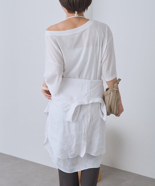 RIVE DROITE(リヴドロワ)の「【A・MONN】【吸水速乾/接触冷感】オープンネックチュニックTee(Tシャツ/カットソー・レディース・ホワイト/ブラック・FREE)」の17枚目の写真