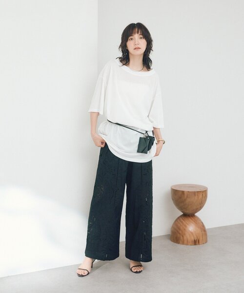 RIVE DROITE(リヴドロワ)の「【A・MONN】【吸水速乾/接触冷感】オープンネックチュニックTee(Tシャツ/カットソー・レディース・ホワイト/ブラック・FREE)」の18枚目の写真