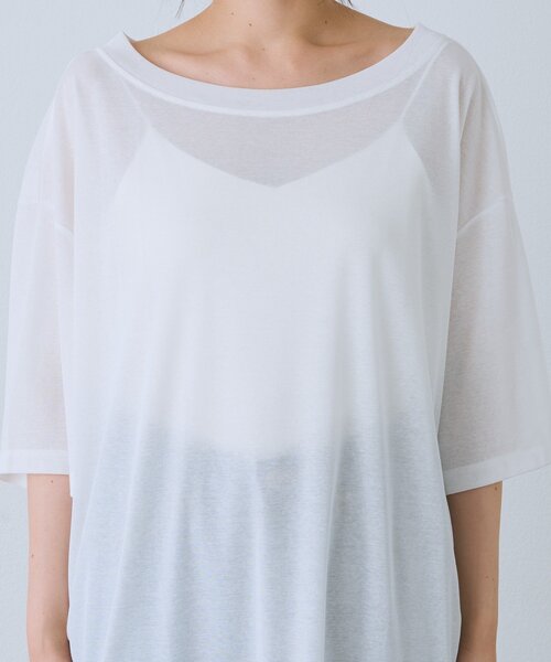 RIVE DROITE(リヴドロワ)の「予約【A・MONN】【吸水速乾/接触冷感】オープンネックチュニックTee(Tシャツ/カットソー・レディース・ホワイト/ブラック・FREE)」の15枚目の写真