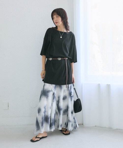 RIVE DROITE(リヴドロワ)の「予約【A・MONN】【吸水速乾/接触冷感】オープンネックチュニックTee(Tシャツ/カットソー・レディース・ホワイト/ブラック・FREE)」の8枚目の写真