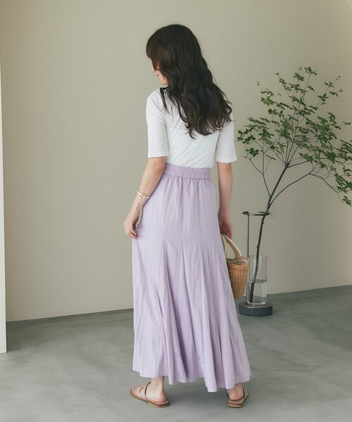 La boutique BonBon(ラブティックボンボン)の「【今すぐお届け・ニュアンス美人】ドレープネックハーフスリーブテレコカットソー(Tシャツ/カットソー・レディース・ブラック/サックスブルー/ホワイト・FREE)」の9枚目の写真