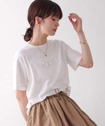 消耗加工綿天竺メタルロゴプリントTee