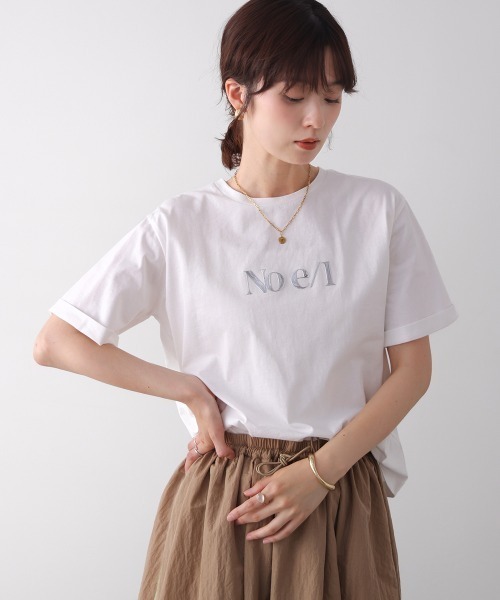 Bou Jeloud(ブージュルード)の「消耗加工綿天竺メタルロゴプリントTee(Tシャツ/カットソー・レディース・チャコールグレー/オフホワイト/ベージュ・FREE)」の4枚目の写真