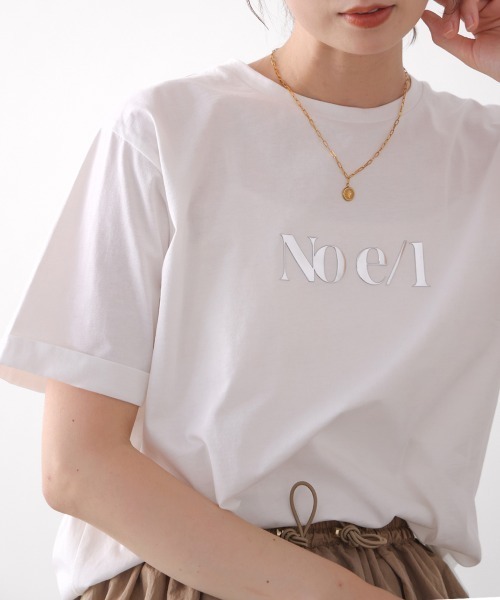 Bou Jeloud(ブージュルード)の「消耗加工綿天竺メタルロゴプリントTee(Tシャツ/カットソー・レディース・チャコールグレー/オフホワイト/ベージュ・FREE)」の6枚目の写真