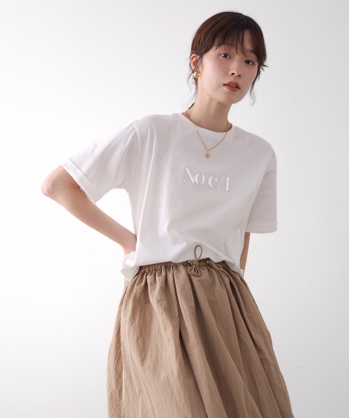 Bou Jeloud(ブージュルード)の「消耗加工綿天竺メタルロゴプリントTee(Tシャツ/カットソー・レディース・チャコールグレー/オフホワイト/ベージュ・FREE)」の7枚目の写真
