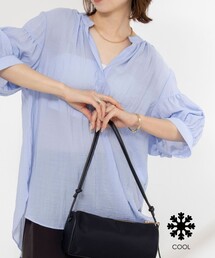 NOLLEY’S | 《接触冷感》【BECシリーズ】ウォッシャブル半袖オーバーギャザーブラウス(シャツ/ブラウス)