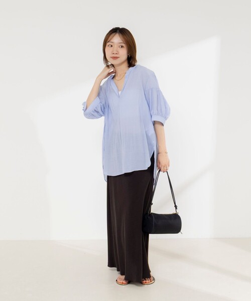 NOLLEY’S（ノーリーズ）の「《接触冷感》【BECシリーズ】ウォッシャブル半袖オーバーギャザーブラウス（シャツ/ブラウス・レディース・カーキ/サックスブルー/キャメル・38）」の11枚目の写真