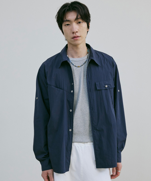 BER DE NOIR(ベールドノワール)の「エアフォールドシャツジャケット(ネイビー)(シャツ/ブラウス・メンズ・その他・MEDIUM/LARGE)」の1枚目の写真