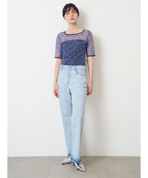 ELENDEEK(エレンディーク)の「セミフレアラフデニムワイドパンツ(デニムパンツ・レディース・ライトブルー/ブルー・2/1)」の10枚目の写真